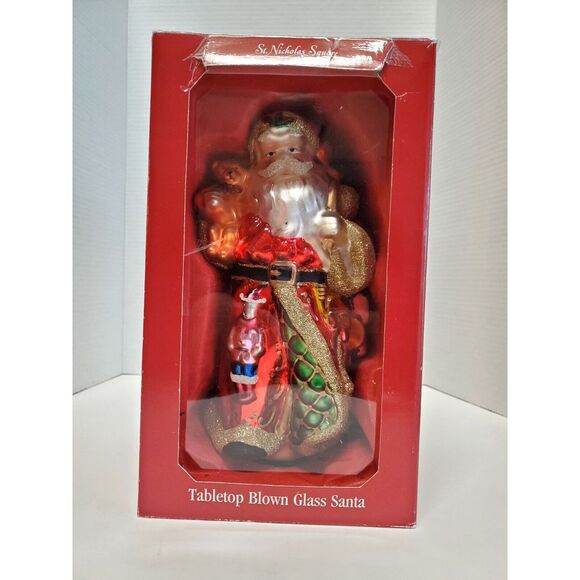 St. Nicholas Square Tabletop Blown Glass Santa Large Beautiful Jewel Tone Kohls - Picture 12 of 16